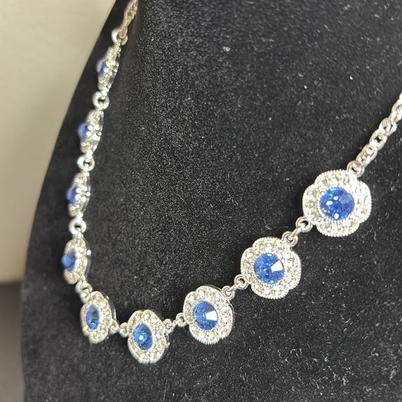 NWT Monet Blue Rhinestone Silver Tone Dainty - Picture 4 of 9